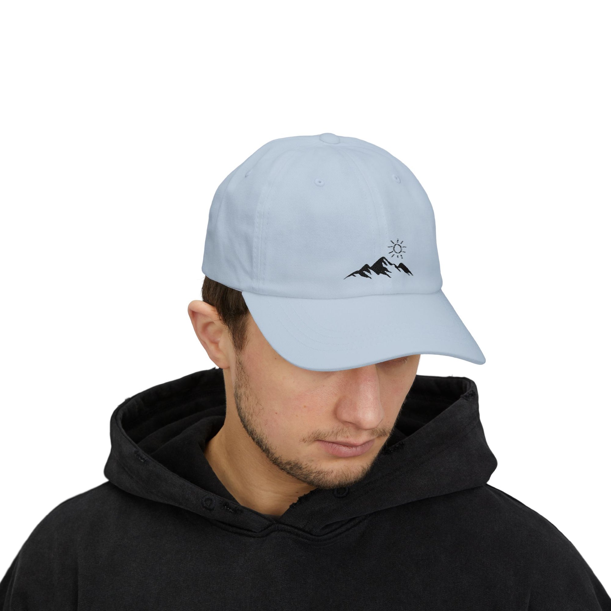Embroidered mountains cap