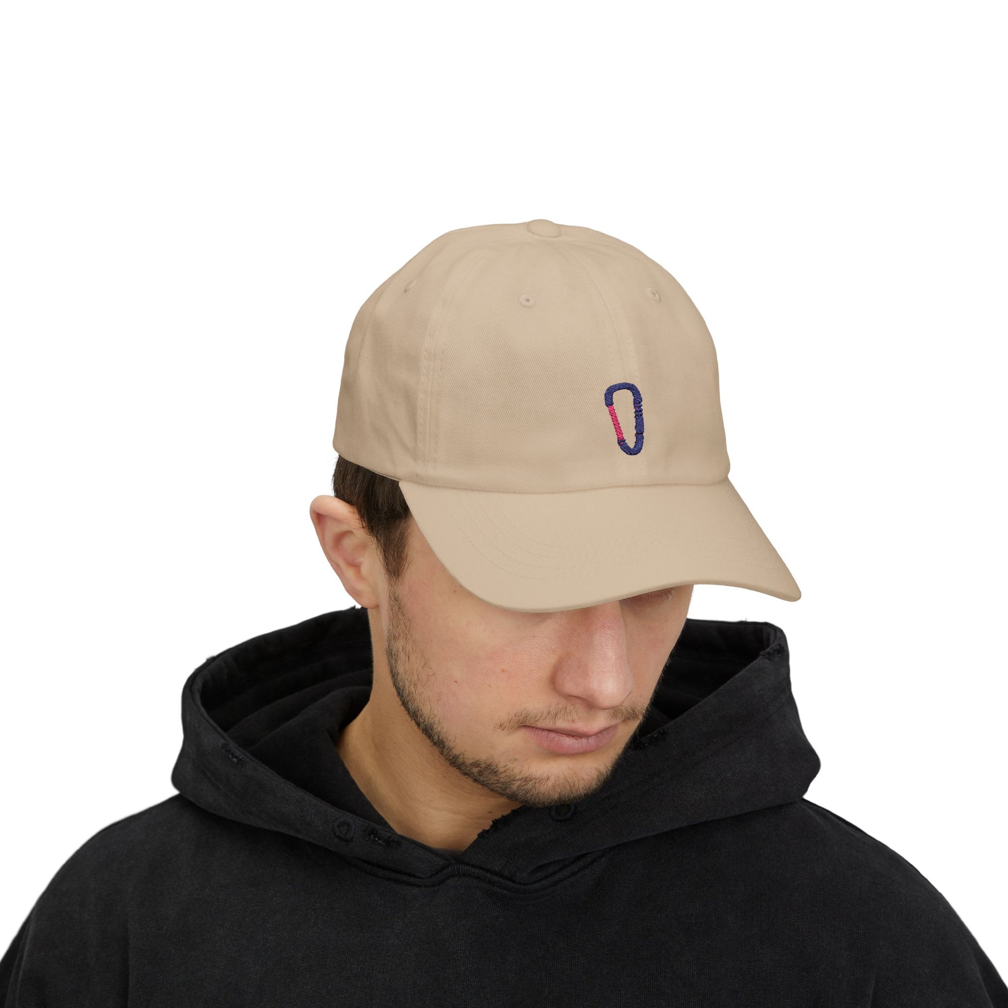 Embroidered carabiner cap